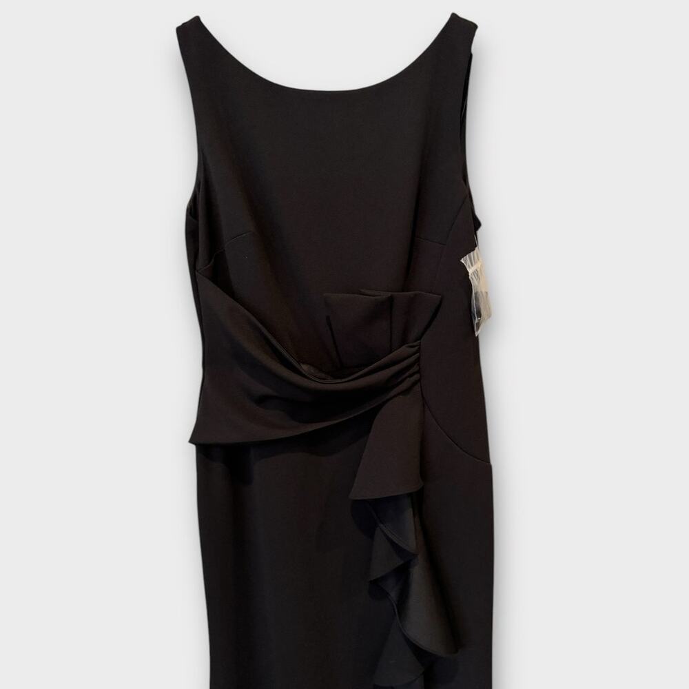 NEW Betsy & Adam Christine Scuba Crepe Ruffle Bow Trumpet Gown Size 14 - Picture 5 of 10